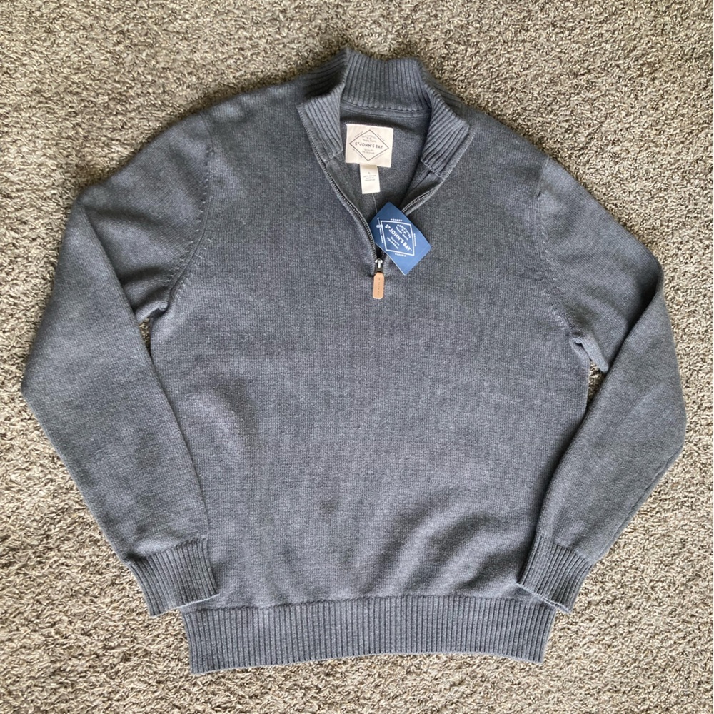 St. John's Bay Men's Steel Blue Zip-Up Sweater - Picture 6 of 7